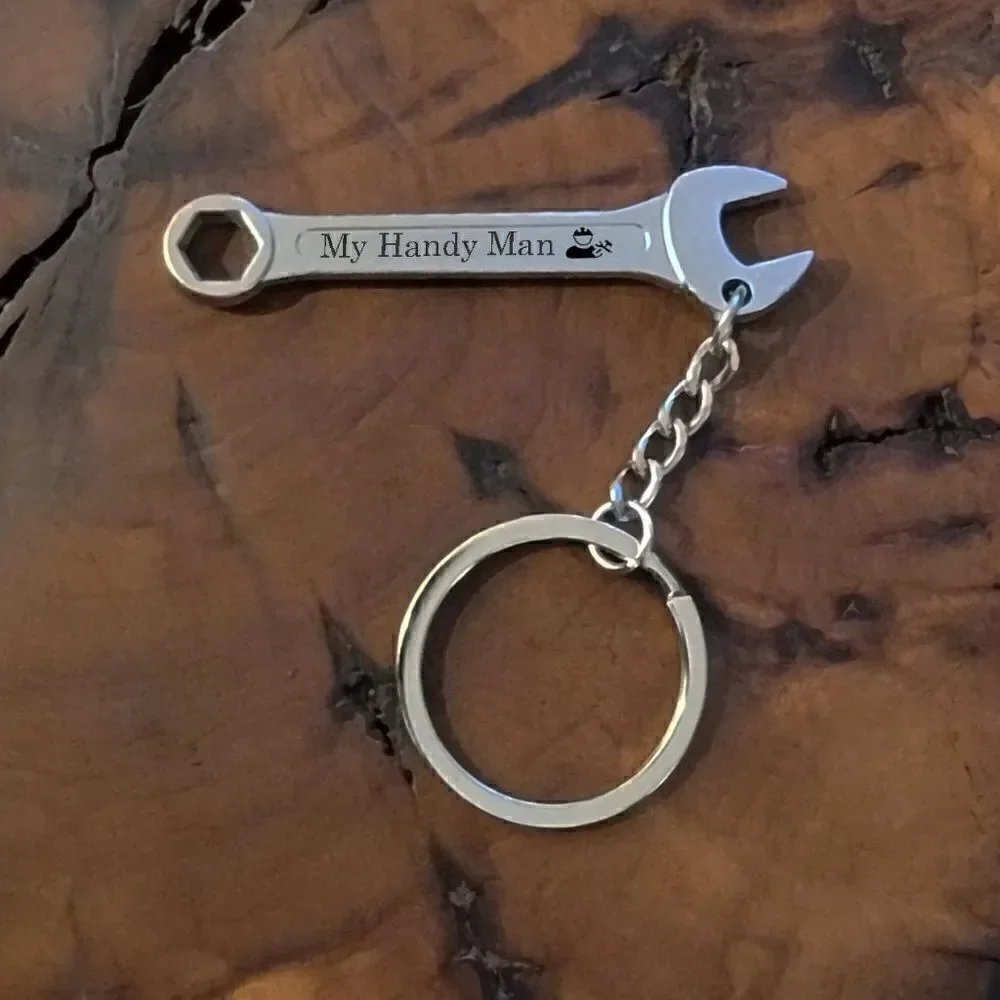 Personalized Wrench, Hammer, or Crescent Wrench Keychain - Engraved Keychain